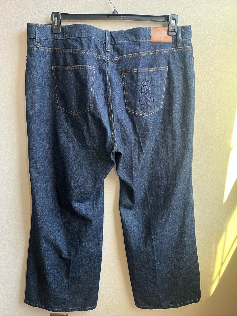 Lauren Ralph Lauren- High Rise Dark Blue Wide-Leg Button Fly Jeans • 18W • NWT - Picture 5 of 10